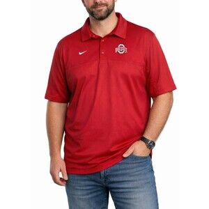 Nike Men’s Ohio State Buckeyes Red Dri-Fit Woven Polo Golf Shirt 2XL/XXL